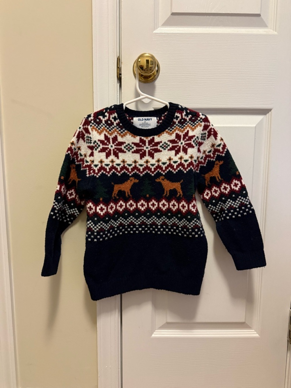 Old Navy Navy Fair Isle Dog Crewneck Sweater size 3T
